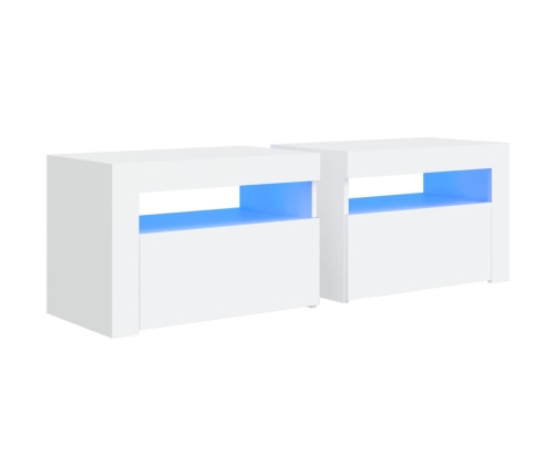 vidaXL Mesitas de noche con LED 2 unidades blanco 60x35x40 cm