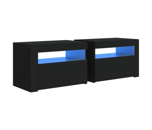 vidaXL Mesitas de noche con luces LED 2 uds negro 60x35x40 cm