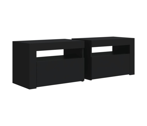 vidaXL Mesitas de noche con luces LED 2 uds negro 60x35x40 cm