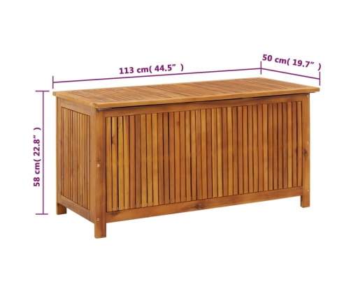 Caja de almacenaje de jardín madera maciza acacia 113x50x58 cm