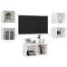 Juego de mueble para TV de 5 piezas madera contrachapada blanco