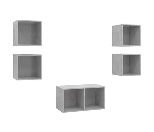 Set de muebles de salón 5 pzas madera ingeniería gris hormigón