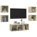 Muebles de pared de TV 5 pzas madera contrachapada color roble