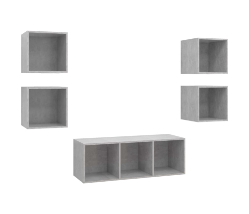 Set de muebles de salón 5 pzas madera ingeniería gris hormigón