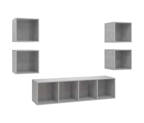 Set de muebles de salón 5 pzas madera ingeniería gris hormigón