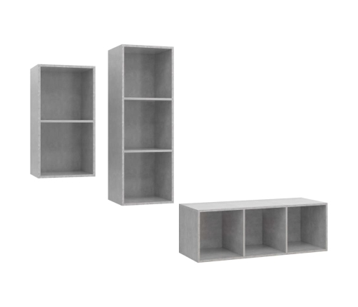 Set de muebles de salón 3 pzas madera ingeniería gris hormigón