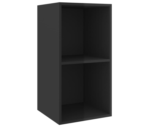 Set de mueble para TV 3 pzas madera contrachapada negro brillo