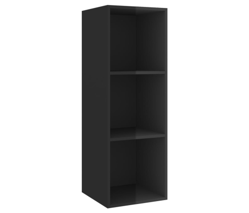 Set de mueble para TV 3 pzas madera contrachapada negro brillo