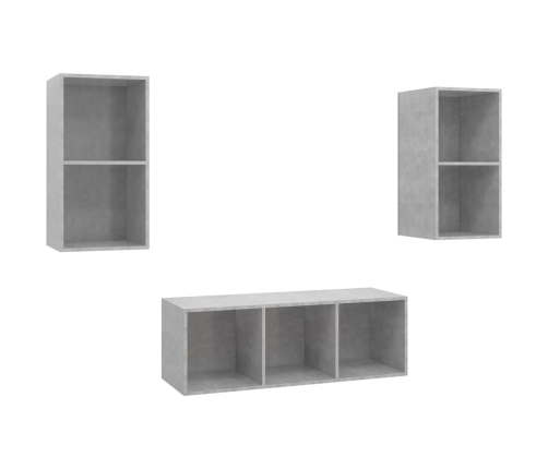 Set de muebles de salón 3 pzas madera ingeniería gris hormigón