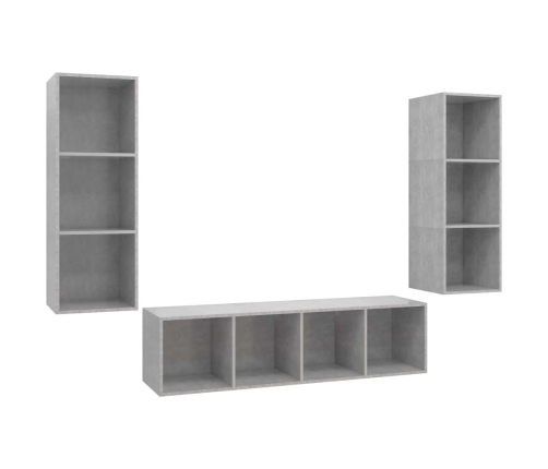 Set de muebles de salón 3 pzas madera ingeniería gris hormigón