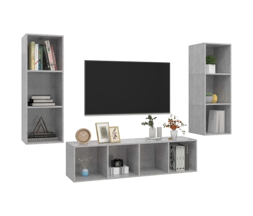 Set de muebles de salón 3 pzas madera ingeniería gris hormigón