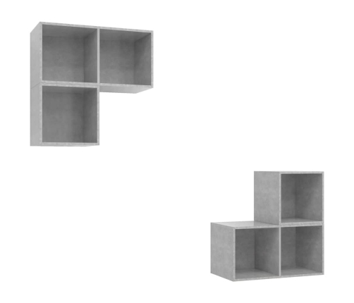 vidaXL Juego de mueble para TV de 4 piezas aglomerado gris hormigón