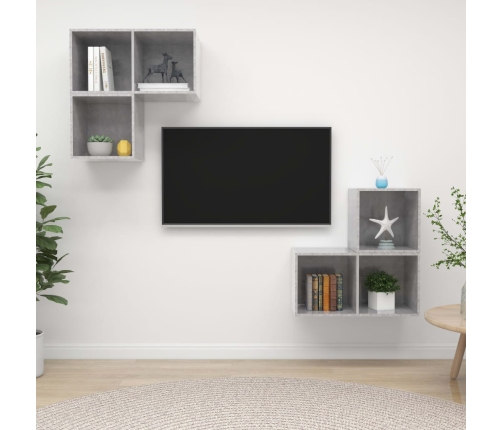 vidaXL Juego de mueble para TV de 4 piezas aglomerado gris hormigón