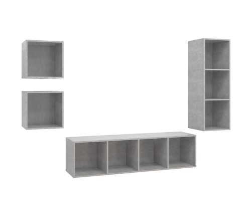 Set de muebles de salón 4 pzas madera ingeniería gris hormigón