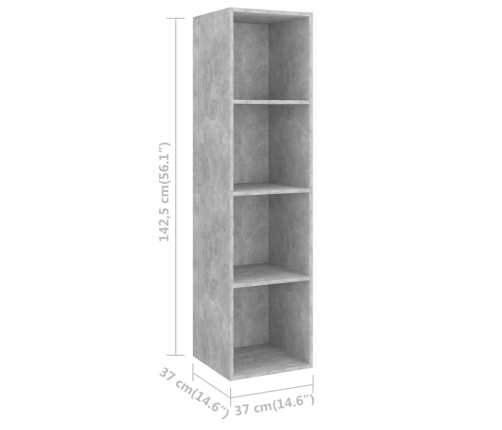 Muebles de salón de pared 2 uds madera ingeniería gris hormigón