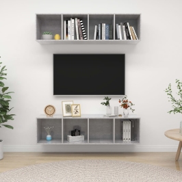 Muebles de salón de pared 2 uds madera ingeniería gris hormigón