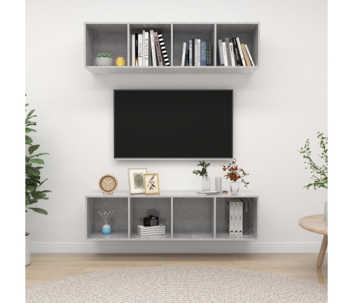 Muebles de salón de pared 2 uds madera ingeniería gris hormigón