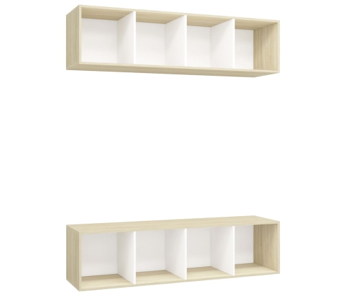 vidaXL Muebles de salón de pared 2 uds blanco y roble Sonoma