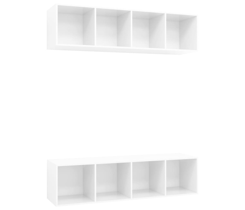 Muebles de salón de pared 2 uds madera ingeniería blanco brillo