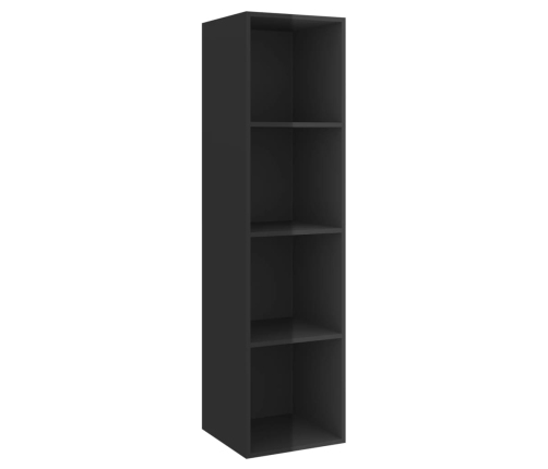 Muebles de salón de pared 2 uds madera ingeniería negro brillo