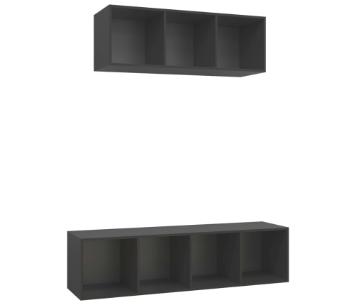 Juego de muebles de salón 2 piezas madera de ingeniería gris