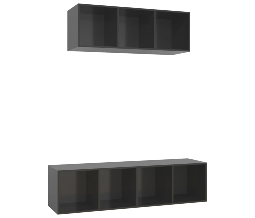 Muebles de salón 2 piezas madera de ingeniería gris brillo