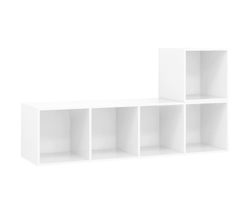 Juego de muebles de salón 2 pzs madera ingeniería blanco brillo