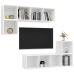 Juego de mueble para TV de 4 piezas madera contrachapada blanco