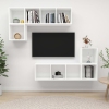 Juego de mueble para TV de 4 piezas madera contrachapada blanco