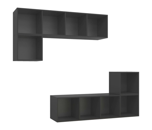 Juego de muebles de salón 4 piezas madera de ingeniería gris