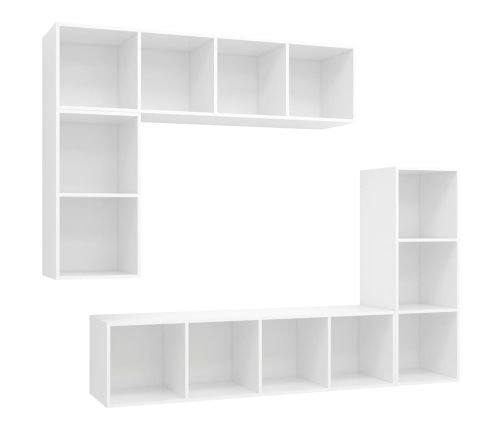 Set de muebles para TV 4 piezas madera contrachapada blanco