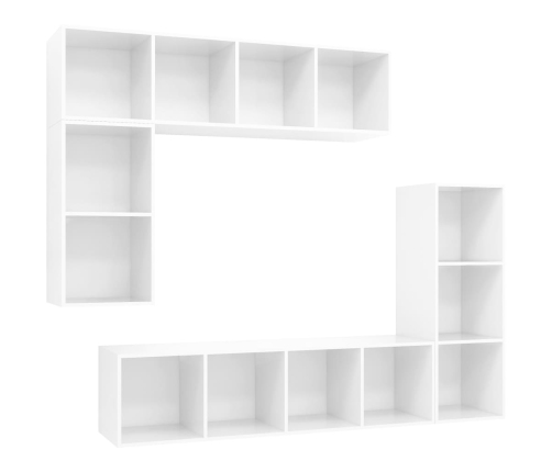 Set de muebles de TV 4 pzas madera contrachapada blanco brillo