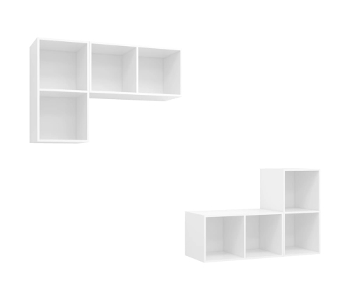 vidaXL Muebles de pared para TV 4 uds madera contrachapada blanco