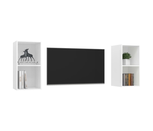 Muebles de pared para TV 2 uds madera contrachapada blanco