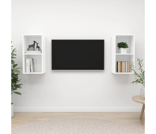 Muebles de pared para TV 2 uds madera contrachapada blanco