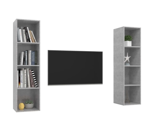 Muebles de salón de pared 2 pzs madera ingeniería gris hormigón