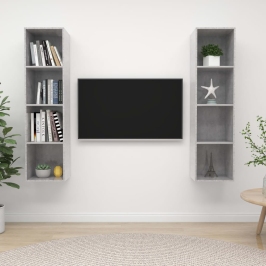 Muebles de salón de pared 2 pzs madera ingeniería gris hormigón