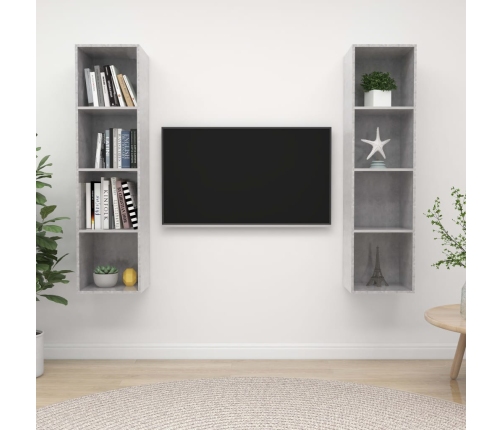 Muebles de salón de pared 2 pzs madera ingeniería gris hormigón