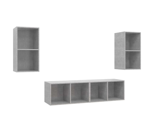 Muebles de salón de pared 4 pzs madera ingeniería gris hormigón