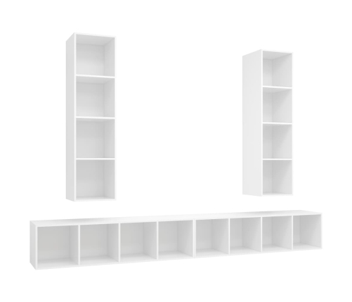 Muebles de salón de pared 4 piezas madera de ingeniería blanco