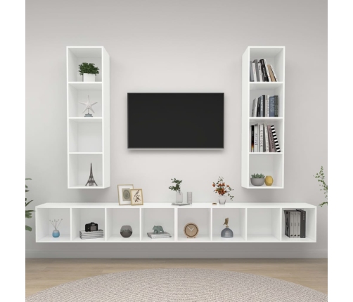 Muebles de salón de pared 4 piezas madera de ingeniería blanco