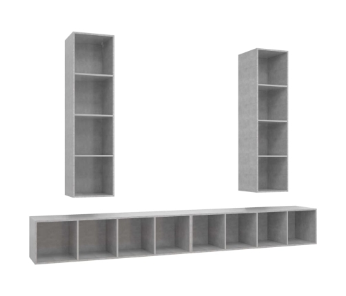 Muebles de salón de pared 4 pzs madera ingeniería gris hormigón