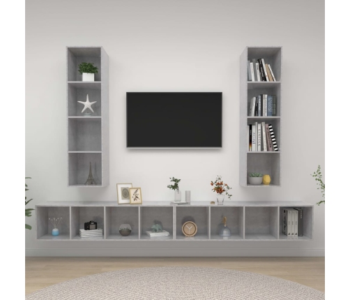 Muebles de salón de pared 4 pzs madera ingeniería gris hormigón