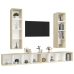 vidaXL Muebles de salón de pared 4 piezas blanco y roble Sonoma