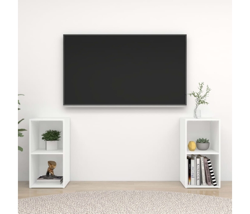 Muebles para TV 2 uds madera de ingeniería blanco 72x35x36,5 cm