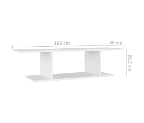 Mueble de pared para TV blanco 103x30x26,5 cm