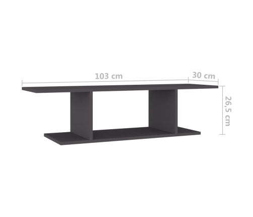 Mueble de TV de pared gris 103x30x26,5 cm