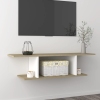 Mueble de TV de pared blanco y roble Sonoma 103x30x26,5 cm