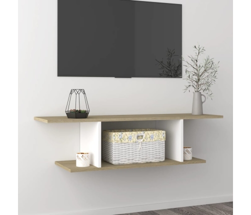 Mueble de TV de pared blanco y roble Sonoma 103x30x26,5 cm