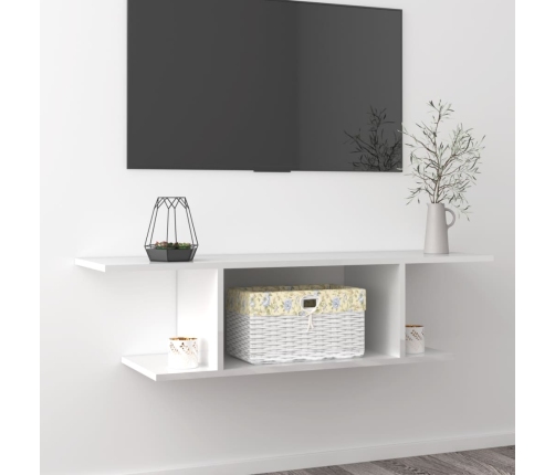 Mueble de TV de pared blanco brillo 103x30x26,5 cm